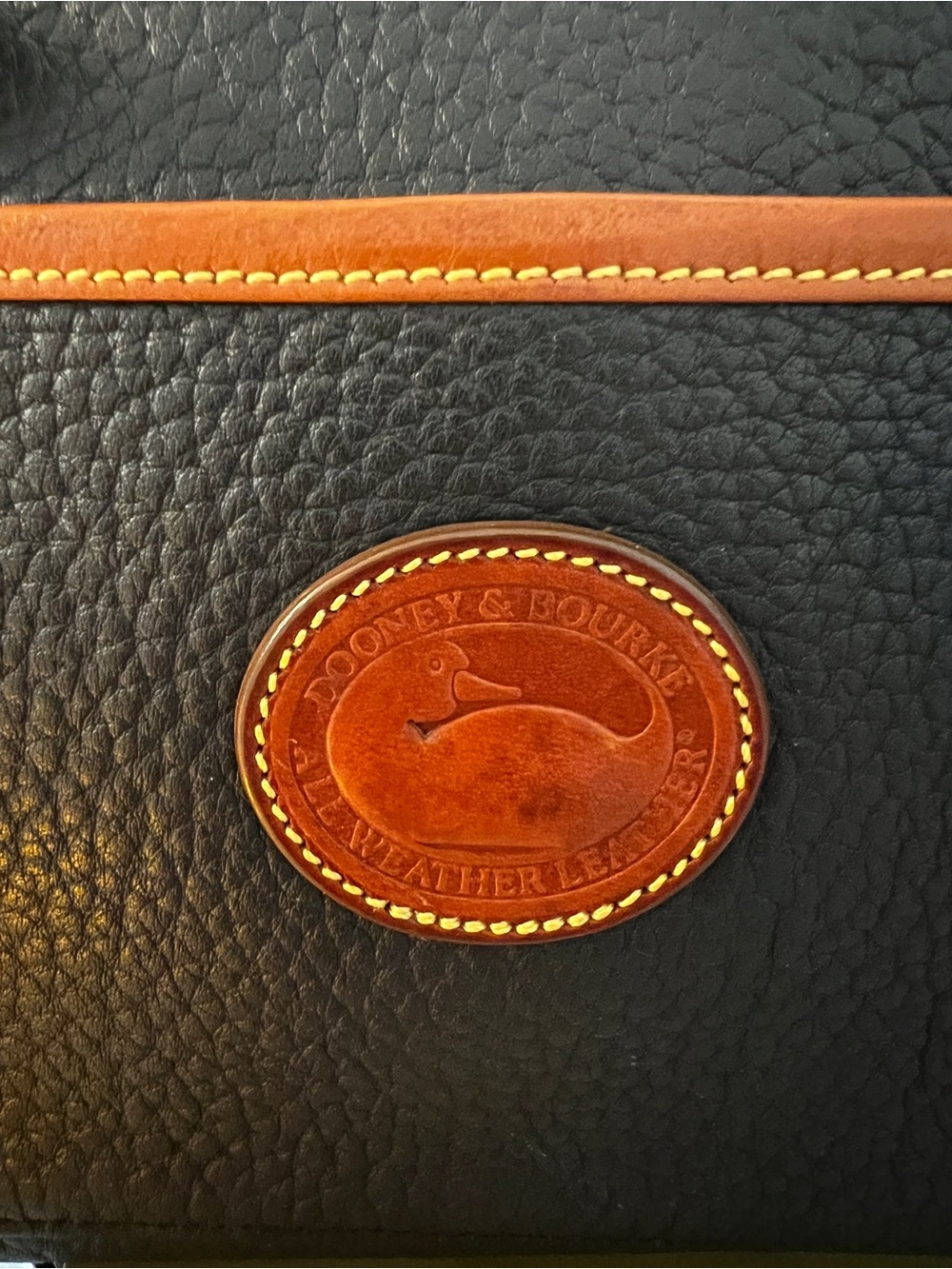 Vintage Dooney & Bourke All Weather Leather Black British Tan Satchel Crossbody - Picture 4 of 16